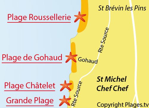 Carte de la plage de Gohaud à St Michel Chef Chef