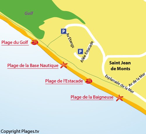 Map of Golf Beach in St Jean de Monts