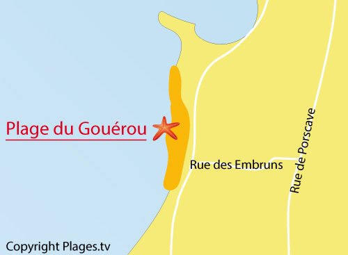 Carte de la plage du Gouérou à Lampaul Plouarzel