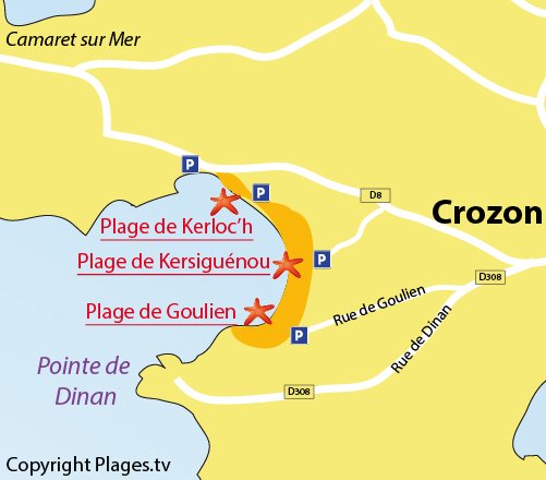 Map of Goulien Beach in Crozon