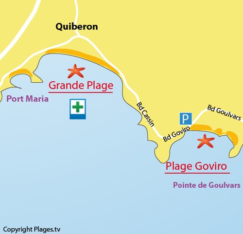 Map of Goviro Beach in Quiberon