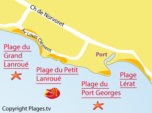 Map of Grand Lanroué Beach in Piriac sur Mer