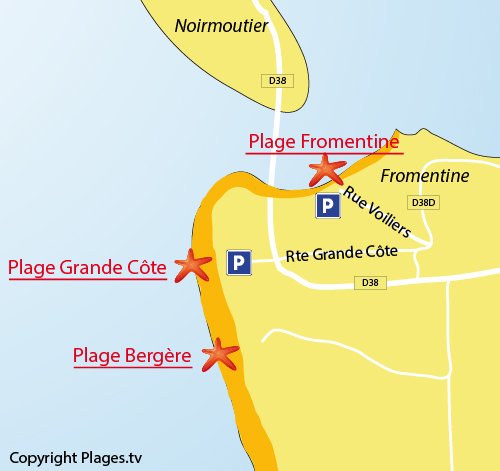 Map of Grande Cote Beach in La Barre de Monts