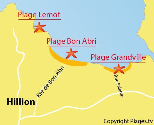 Carte de la plage de Grandville à Hillion