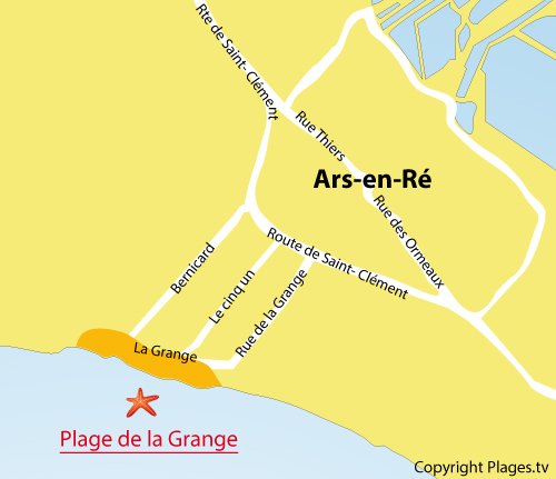 Carte de la plage de la Grange à Ars en Ré