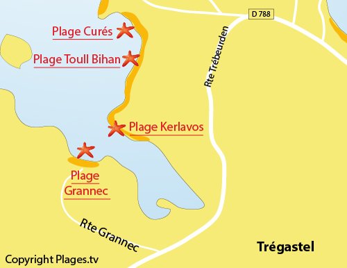 Plan de la plage de Grannec à Trégastel