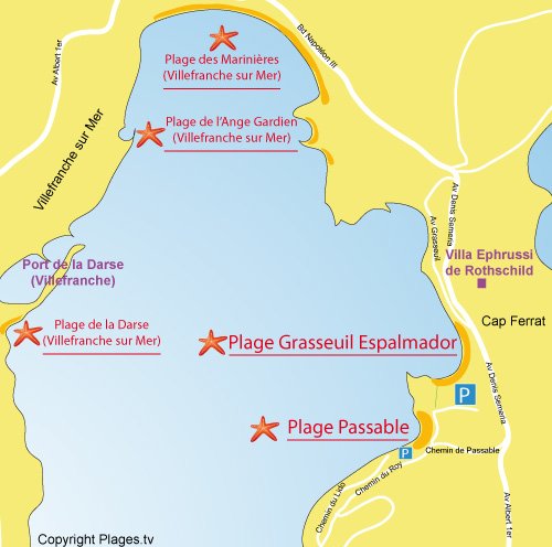 Mappa spiaggia di Grasseuil - Espalmador di Cap Ferrat - Francia