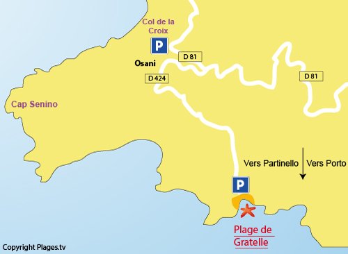 Map of Gratelle Beach in Corsica