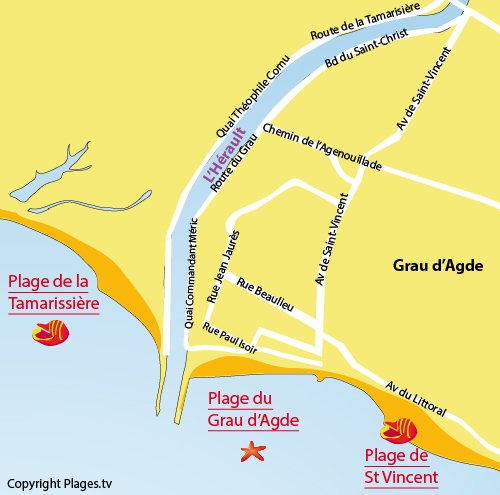 Mappa della Spiaggia Centrale - Grau d'Agde