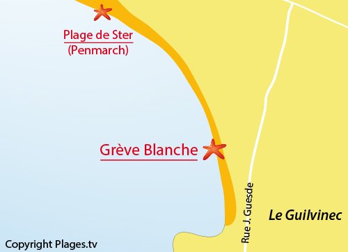 Carte de la Grève Blanche à Guilvinec - Bretagne