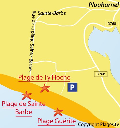 Carte de la plage de la Guérite à Plouharnel