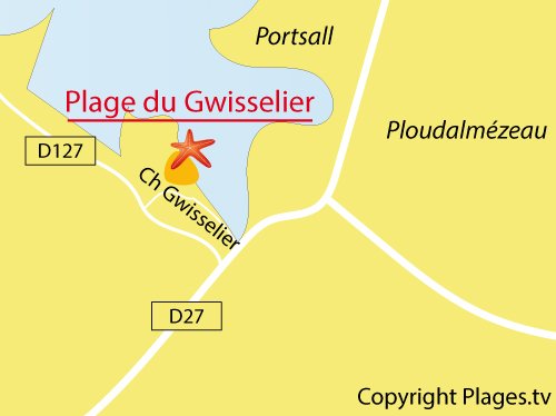 Carte de la plage de Gwisselier à Landunvez - Bretagne