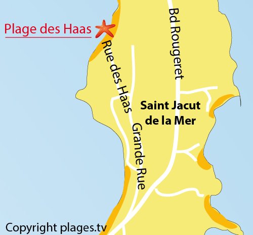 Carte de la plage des Haas à St Jacut de la Mer