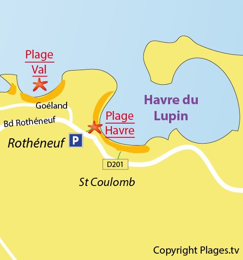 Karte Strandes von Havre à Rothéneuf (St Malo)