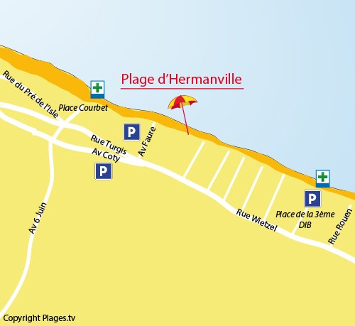 Map of Hermanville beach