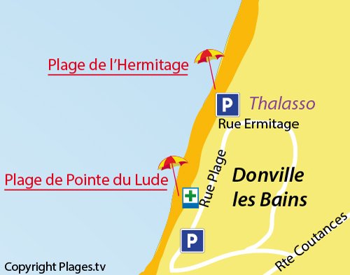 Carte de la plage de l'Ermitage à Donville