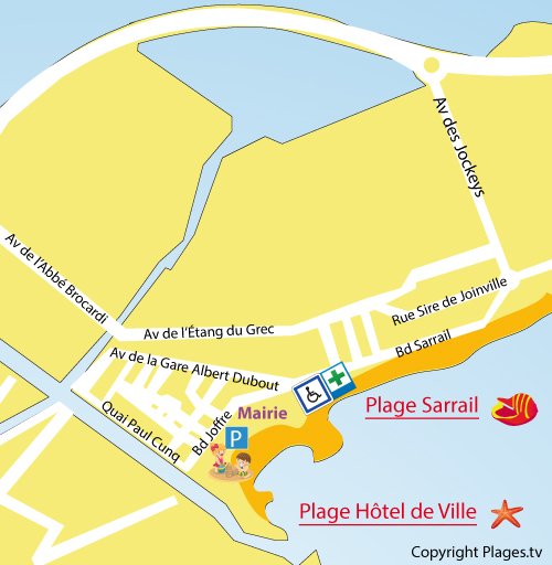 Mappa della Spiaggia dell'Hotel de Ville a Palavas les Flots