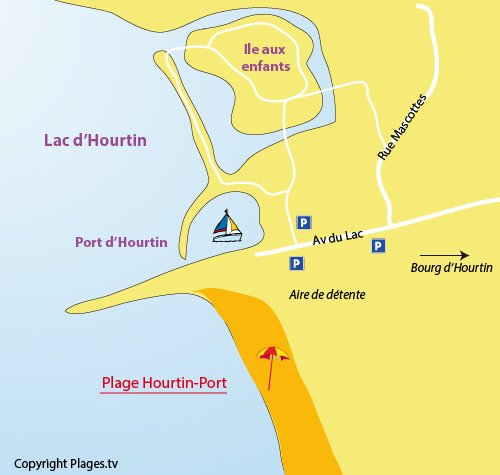 Map of Port Beach in Hourtin