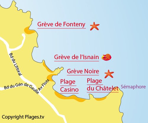 Carte de la plage de l'Isnain à Saint Quay Portrieux