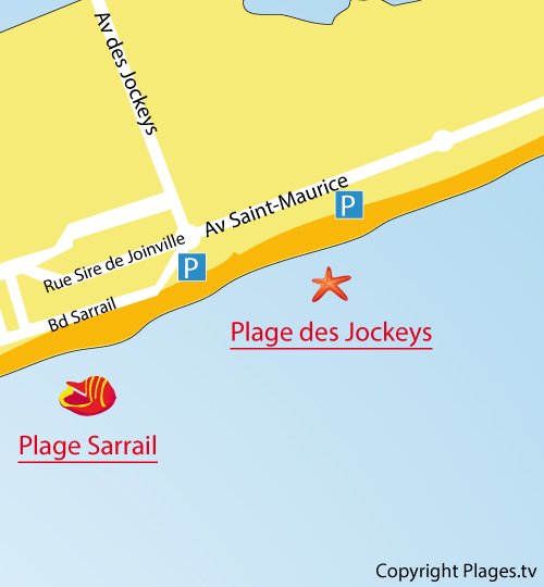 Mappa della Spiaggia Jockeys a Palavas les Flots in Francia