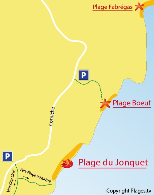 Map of Jonquet Beach in La Seyne sur Mer