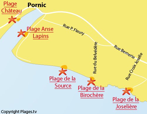 Carte de la plage Joselière à Pornic