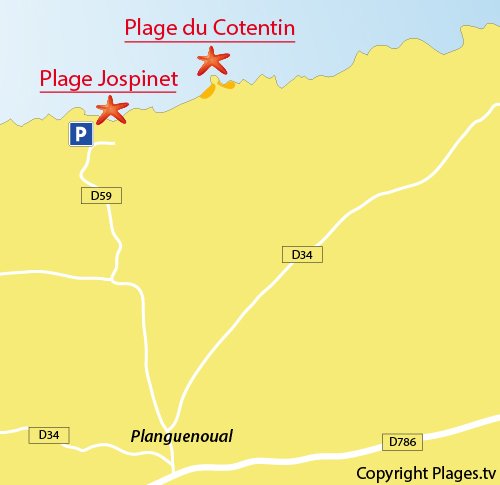 Carte de la plage du Jospinet à Planguenoual