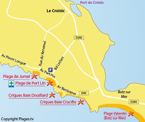 Plan de la plage de Jumel au Croisic