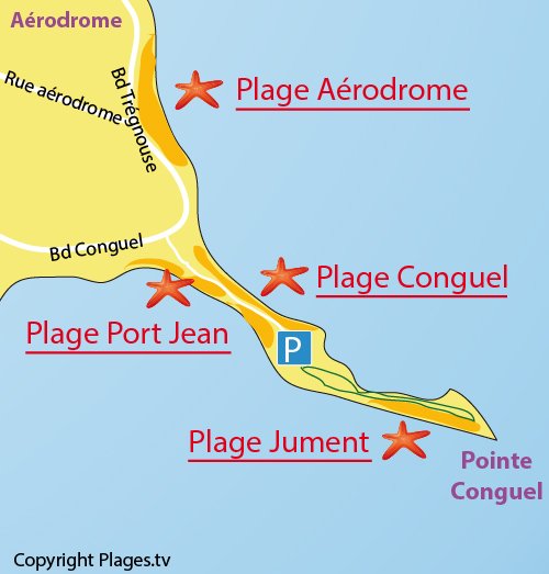 Mappa della Spiaggia della Jument a Quiberon