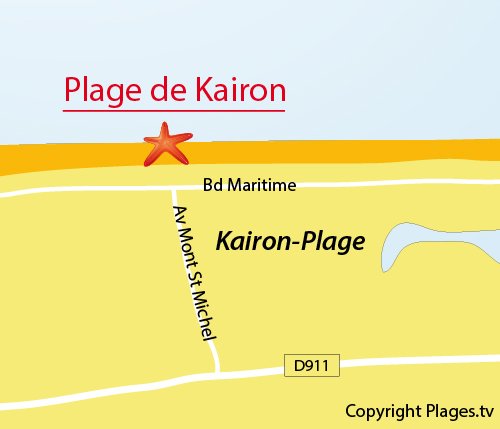 Map of Kairon Beach in Saint Pair sur Mer