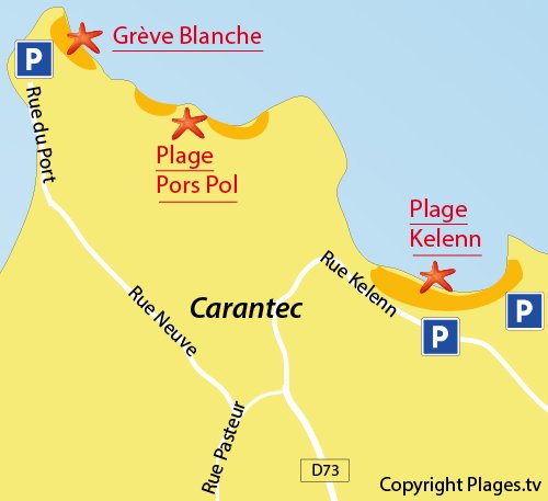 Map of Kelenn Beach in Carantec