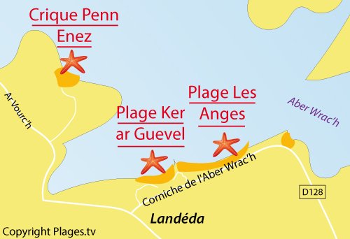 Carte de la plage de Ker ar Guevel de Landéda
