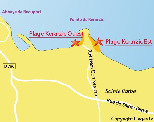 Plan de la plage de Kerarzic de Paimpol
