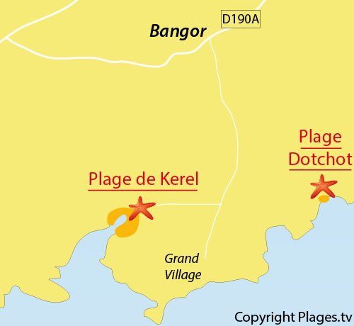 Map of Kerel Beach in Belle Ile en Mer - Briitany