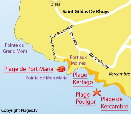 Plan de la plage de Kerfago à St Gildas de Rhuys