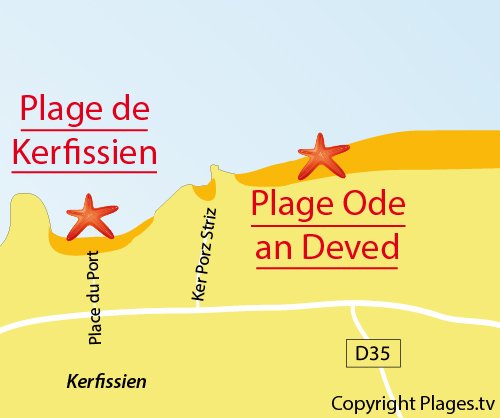 Carte de la plage de Kerfissien à Cléder