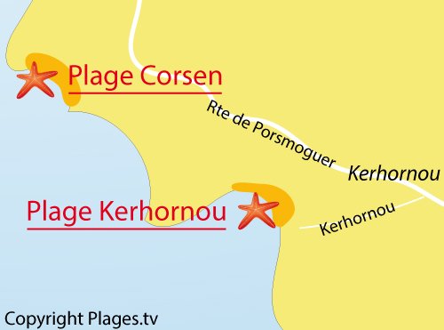 Carte de la plage de Kerhornou à Kerhornou en Bretagne