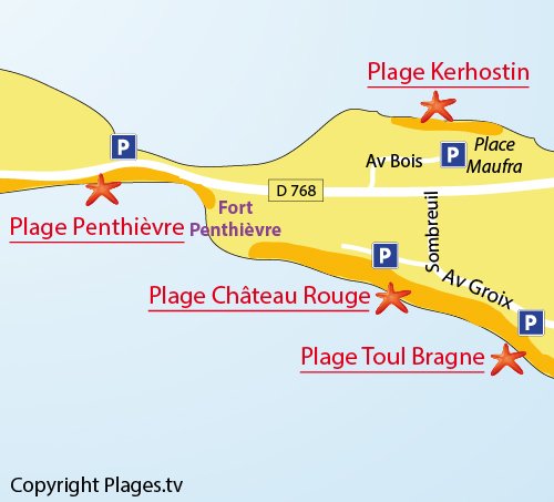 Map of Kerhostin Beach in St Pierre de Quiberon