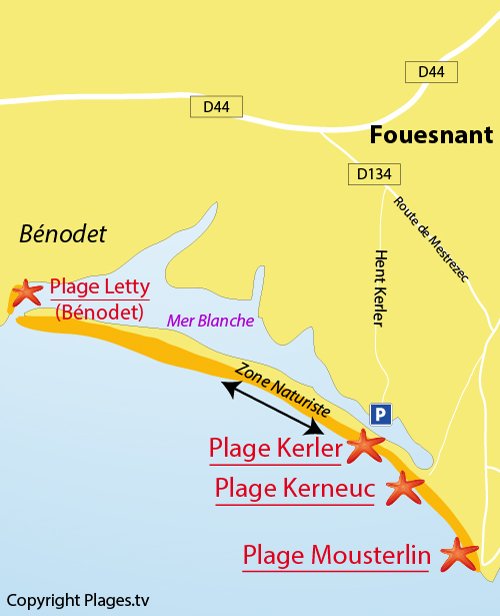 Carte de la plage de Kerler à Flouesnant