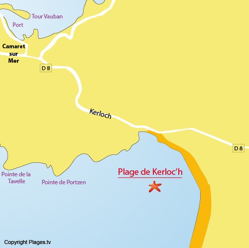 Carte de la plage de Kerloc'h à Camaret sur Mer