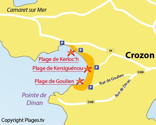 Map of Kerloc'h Beach in Crozon