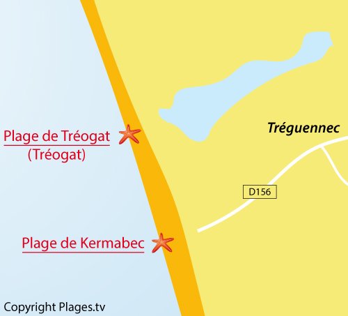 Carte de la plage de Kermabec à Tréguennec