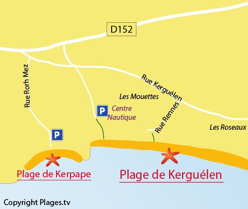 Map of Kerpape Beach in Larmor-Plage