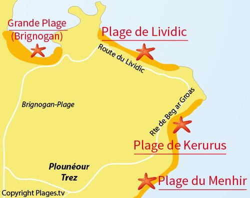 Carte de la plage de Kerurus à Plounéour Trez