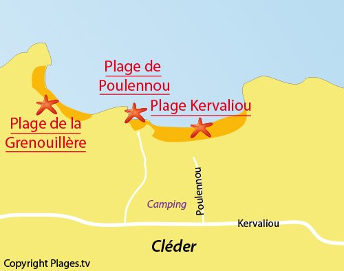 Map of Kervaliou Beach in Cléder