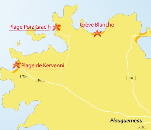 Carte de la plage de Kervenni à Plouguerneau