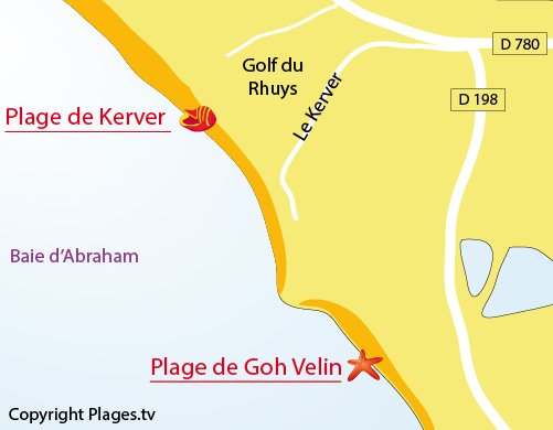 Plan de la plage de Kerver à St Gildas de Rhuys