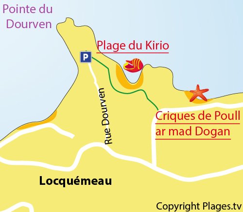 Plan de la plage de Kiriou à Locquémeau