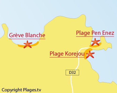 Carte de la plage de Korejou à Plouguerneau