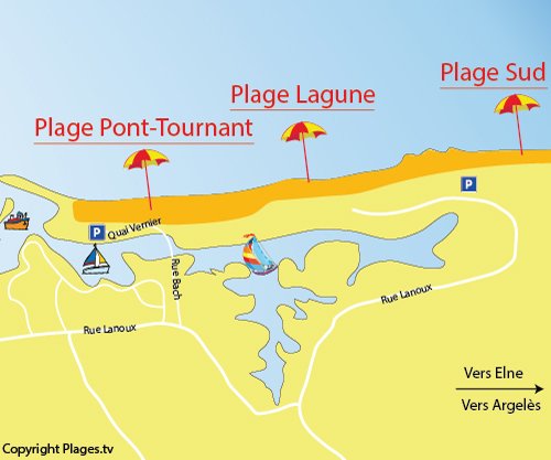 Map of Lagune Beach in Saint Cyprien